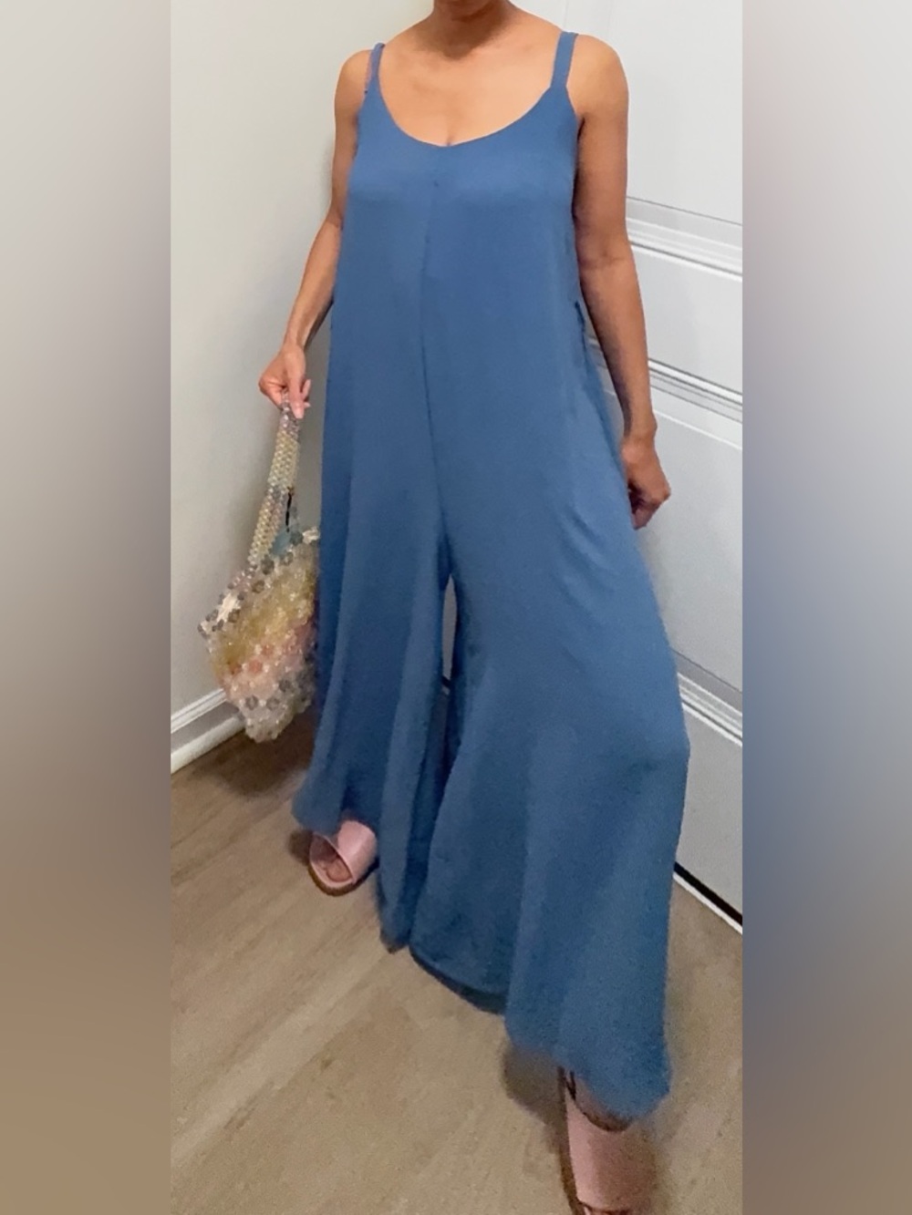 Blue Oversized Boho Overalls